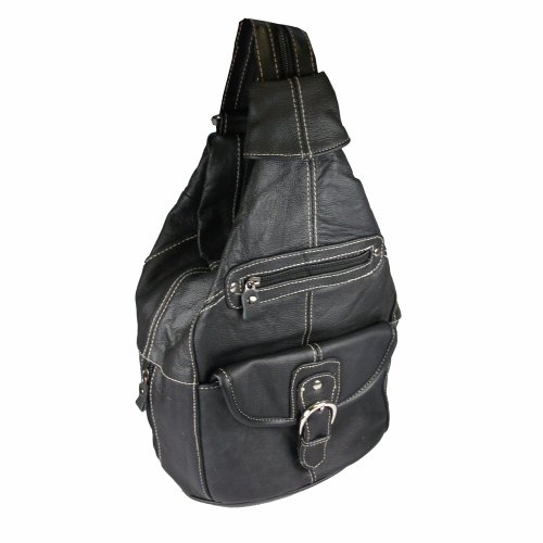 Pebbled Leather Backpack Style Purse with Lots of Pockets (Black)