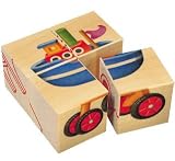 kids and infants educational toys item: Natural Wood Block Puzzle by Selecta - Vehicles