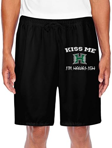 ZOENA Men's Geek Hawaii Rainbow Warriors Hawai Ish Logo Short Walkout Pants Black Size XL