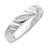 14K White Gold Mens Round-cut Diamond Wedding Ring Band (0.05 CTW., G-H Color, SI Clarity)