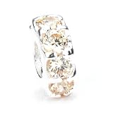 Moress Champagne Cubic Zirconia Band, Made with Swarovski Gems - Zirconia, Solid Sterling Silver European Charm Bead