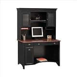 Bush Furniture Stanford Wood Computer Desk With Hutch in Black