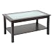 Bay Shore Collection Coffee Table with Glass Insert Top and Lower Shelf, Espresso