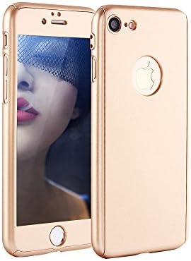 iPhone 7 Plus Case - Waloo™ 360° Case with Tempered Glass Screen Protector for iPhone 7 Plus - Gold