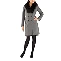 Mossimo&reg; Black Women's Long Wool Double Breasted Jacket with Faux Fur Collar - Gray
