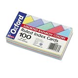  : Recycled Oxford Color-Pack Index Cards, Ruled, 3