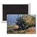 Apple Bush with Fence (oil on canvas) by.. - 3x2 inch Fridge Magnet - large magnetic button - Magnet