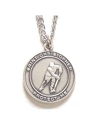 Sterling Silver St. Christopher Medal - Ice Hockey