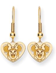 Disney Yellow Gold Heart Minnie Mouse Fishhook Earrings