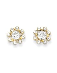 MadiK® 14k Yellow Gold Polished Clear CZ Flower Post Stud Earrings