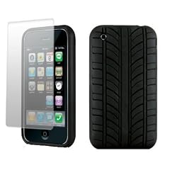 MaryCom HOT TIRE Silikon Case mit Reifenprofil f�r Apple iPhone 3G & 3Gs Schwarz + Gratis Displayschutzfolie / HT I3GS