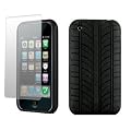 MaryCom HOT TIRE Silikon Case mit Reifenprofil f�r Apple iPhone 3G & 3Gs Schwarz + Gratis Displayschutzfolie / HT I3GS