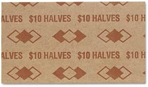 6 Pack Tubular Coin Wrappers, Half Dollar Coins, $10, Pop-Open Wrappers, 1000/Pack by Accufax (Paper Mfr)