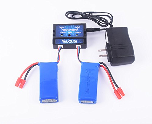 Youcute 2pcs 7.4v 2000mah offical battery and 1to2 char…