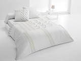PARURE DE LIT 5 Pièces BONNIE BLANC Lit 2 Pers. 100% Coton 57 Fils/cm2