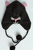 deLux The Kitty Face Pilot Hat in Black & Pink,Hats for Women