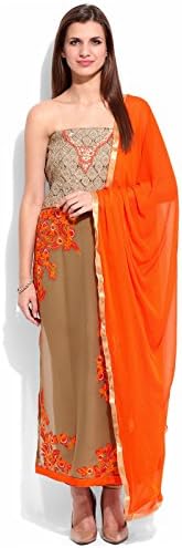 Lookslady Designer Women's dress Beige Color Not Stitched Salwar Kameez Suit Set