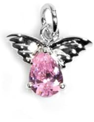 Sterling Silver Angel Pink Ice CZ Pendant Polished Cute Charm Pure 925 New 12mm with 1mm Box Chain