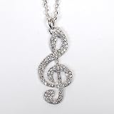 Collier Chaîne Pendentif Note Musical Argenté