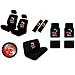 15 Piece Auto Interior Gift Set - Cherry - 2 Front Seat Covers (2 Front and 2 Bottom), 2 Headrest Covers, 2 Seat Belt Shoulder Pads, 1 Steering Wheel Cover, 1 Bench Seat Cover (1 Top and 1 Bottom), 4 Floor Mats (2 Front and 2 Rear)