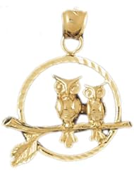 Dazzlers Solid 14k Gold Owl Charm Pendant Available in three colors from jewelsberry (weights: 3.7 grams only)