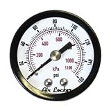Interstate Pneumatics G2112-160 2 160 PSI 1/4 NPT Rear Mount Pressure Gauge