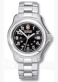 Swiss Army Officer's 1884 Steel Womens Watch Black Dial Date V.25707