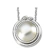 14K White Gold Mabe Cultured Pearl and Diamond Pendant