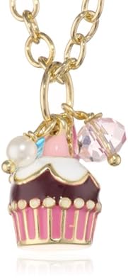 Cheap Girls Jewelry Little Miss Twin Stars Girls 14K Gold Plated Chocolate Flavored Cupcake Chain Necklace, 15" For Sale