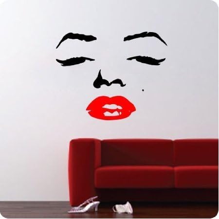 16goodmall Red Lips Large Nice Sticker Marilyn Monroe Wall Decal Decor Quote Face Big Size for Bedroom