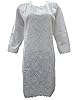 Designer Tunics White Cotton Tops Paisley Embroidered Long Kurta L