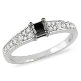 1/2 ct.t.w. Black and White Diamond Ring in 10k White Gold, I2 I3, G H I 410t5AfH%2BsL. SL160 1/2 ct.t.w. Black and White Diamond Ring in 10k White Gold, I2 I3, G H I