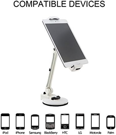 DEMNI AWS01 Aluminium Alloy Mobile Holder, White and short handle Phone stand, Adjustable Grips, Suit for Iphone 6 6+ 5 Galaxy S6 S6 Smartphones, iPad