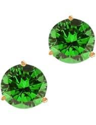 1.10 Ct Round Green SI1-SI2 Diamond 18K Yellow Gold Stud Earrings