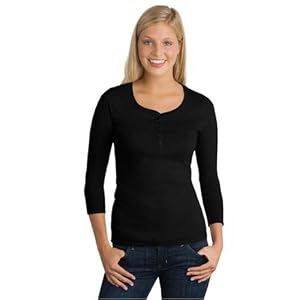 Buy District Threads Junior Ladies 3 4-Sleeve Perfect Weight Scoop Henley by District Threads