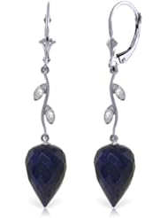14K White Gold Drop Style Earrings with Sapphires and Diamond Accents