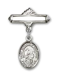 Sterling Silver Baby Badge with St. Bernard of Montjoux Charm and Polished Badge Pin