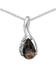 0.80 Carat Genuine Smoky Topaz Sterling Silver Pendant Necklace. 18"