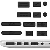 kwmobile Anti-dust protection set for Apple MacBook Pro 13" 15" Retina / Air 11" 13" in Black - protect your ports from dust and dirt!