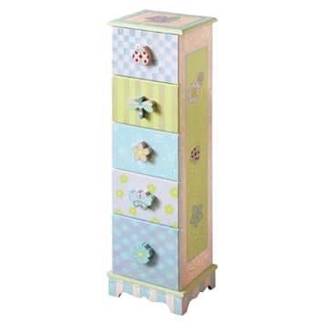 Teamson Kids Girls 5 Drawer Cabinet - Crackled Rose Room Collection