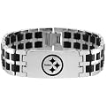 NFL Pittsburgh Steelers Logo Steel and Rubber Link ID Bracelet