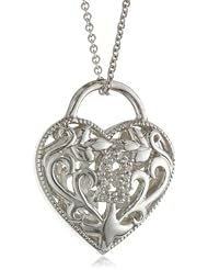 Sterling Silver Diamond Lock Heart Pendant Necklace (0.04 cttw, I-J Color, I3 Clarity), 18"