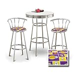 Chrome Bar Table & 2 Chrome 29" Los Angeles Lakers NBA Fabric Seat Barstool ....