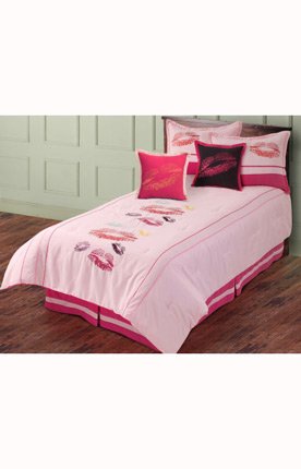 Hallmart Collectibles 48110 Kids 3-Piece Kisses Comforter Set, Twin, Pink/Fuscia