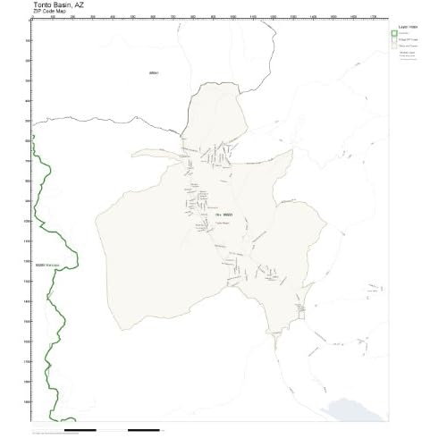 ZIP Code Wall Map of Tonto Basin, AZ ZIP Code Map Laminated