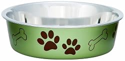Loving Pets Metallic Bella Bowl for Pets, Small, 1-Pint, Artichoke