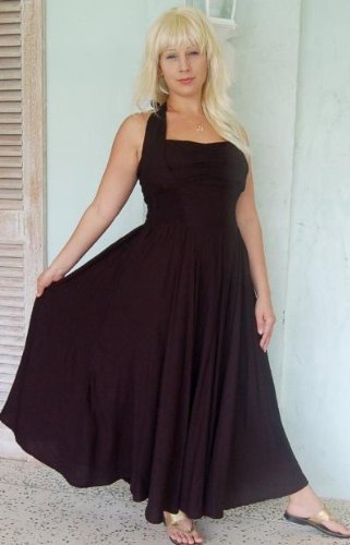 BLACK DRESS HALTER RUCING RETRO GLAMOUR FITS