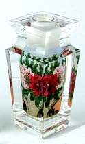 Hand-painted Reverse Painted Crystal Vase - Floral, CLOSEOUT Sale