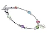 Sterling Silver Teardrop Multicolor Crystal Bracelet 7.5 inch Made with Swarovski Elements