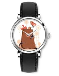 SPRAWL Aanalog Fashion Series Silver Ladies Watches of Genuine Black Leather Strap,Unique Wrist Watch for Women Girls Designed with World of Nature